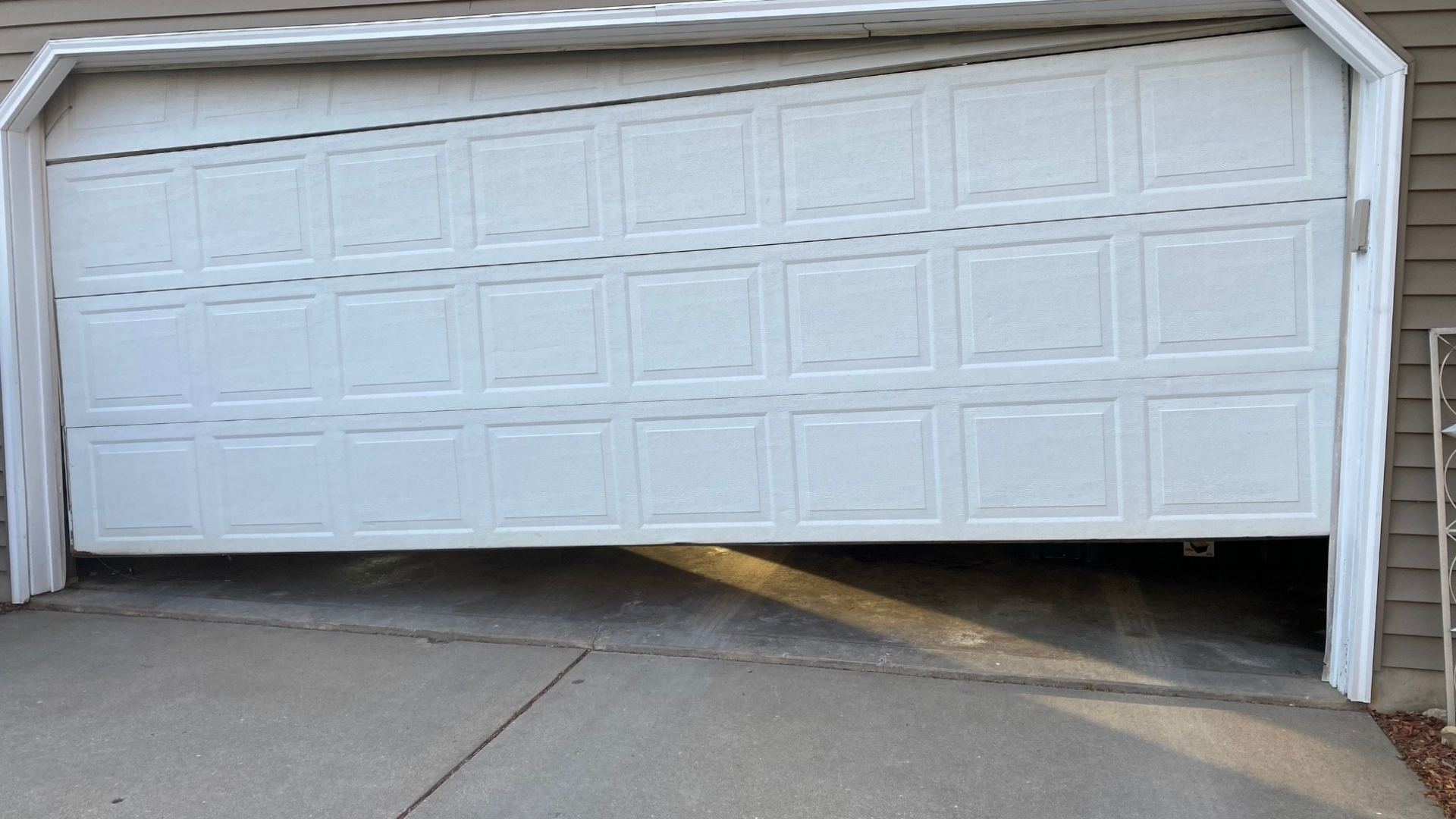 An off-balanced garage door