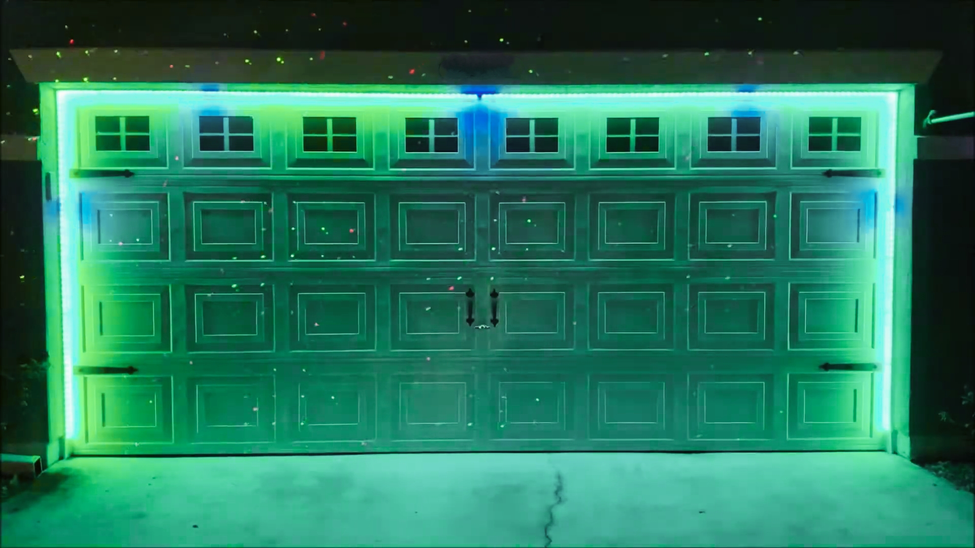 A garage door with lights as an accent