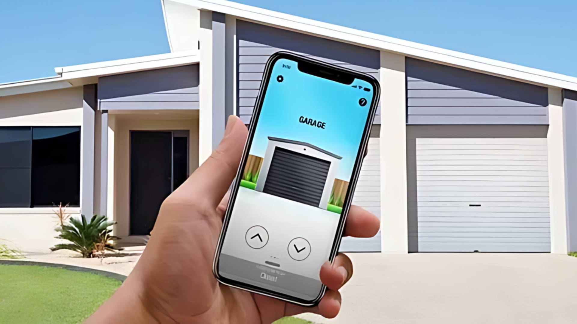 A garage door app used to open and close the garage door at the back