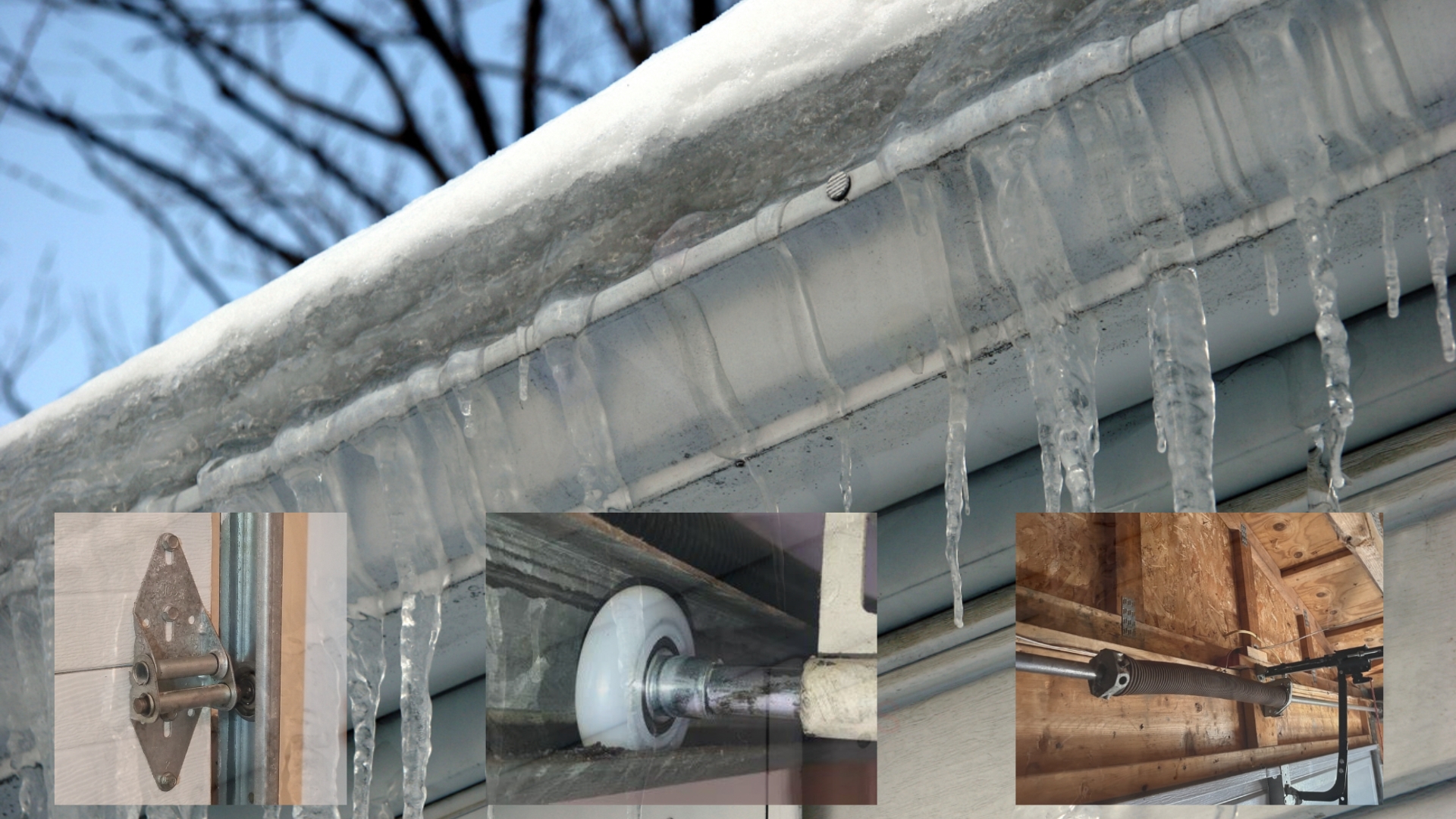 During the winter, some garage door parts freeze, which results in garage door noise.
